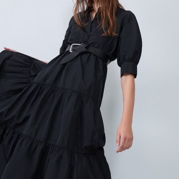 Zara Black Dress With Voluminous Sleeves NWT - Picture 3 of 16